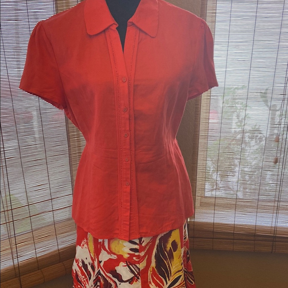 Women's Red Button-Up Top